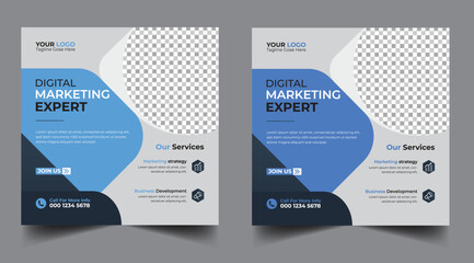 Digital marketing banner design template. Digital business marketing social media post template. Social media banner design template. Social media post design. Social media bundle design