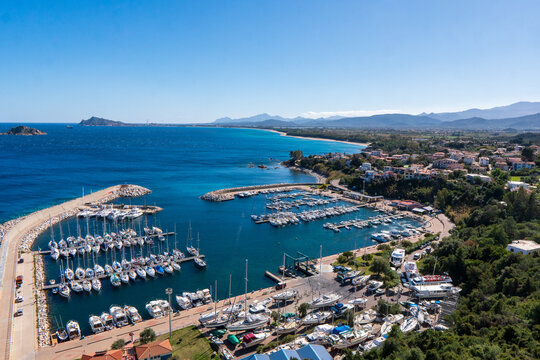 Santa Maria Navarrese, Italy - 29/03/2022: The port of the little town