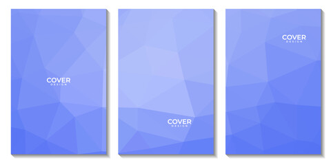 set of flyers with abstract blue geometric background with triangles for business