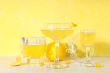 Concept of fresh summer drink - Limoncello cocktail
