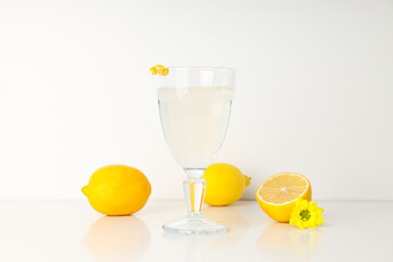 Concept of fresh summer drink - Limoncello cocktail