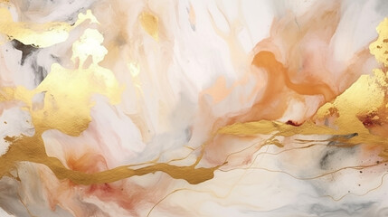 Alcohol ink texture frame background with gold creation. 