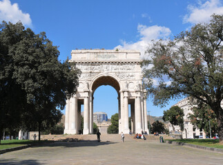 Fototapeta na wymiar Genoa, Italy - 04 04 2023 : Victory arch of Genoa