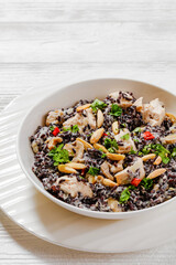 black rice with cream, chicken, mushrooms, almonds