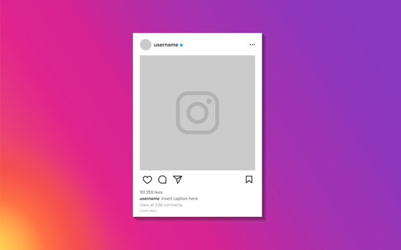 Frame Instagram post mockup template vector design in gradient colour background