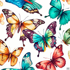 seamless pattern with butterflies created with Generative Ai technology