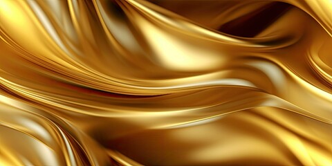 Abstract 3D Background with flowing liquid gold texture. Seamless golden texture. Generative AI