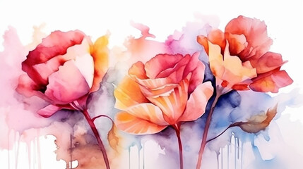 Beautiful roses watercolor alcohol ink template on wedding invitation. 