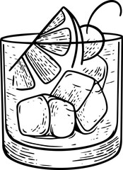 Hand drawn black color drink glass