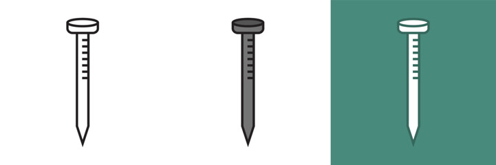 Concrete Nails Icon, the concrete nails icon represents a specialized type of nail designed for securing objects to concrete or masonry surfaces.