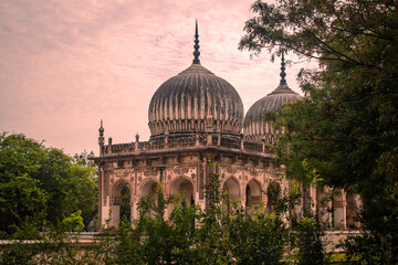 Historic tomb buildings in Qutb Shahi Archaeological Park, Hyderabad, India