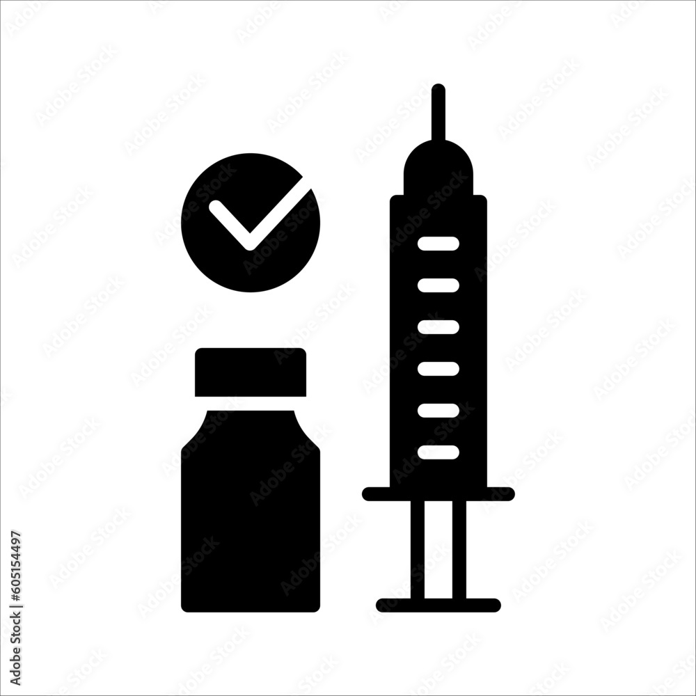 Poster solid vector icon for syringe which can be used various design projects.