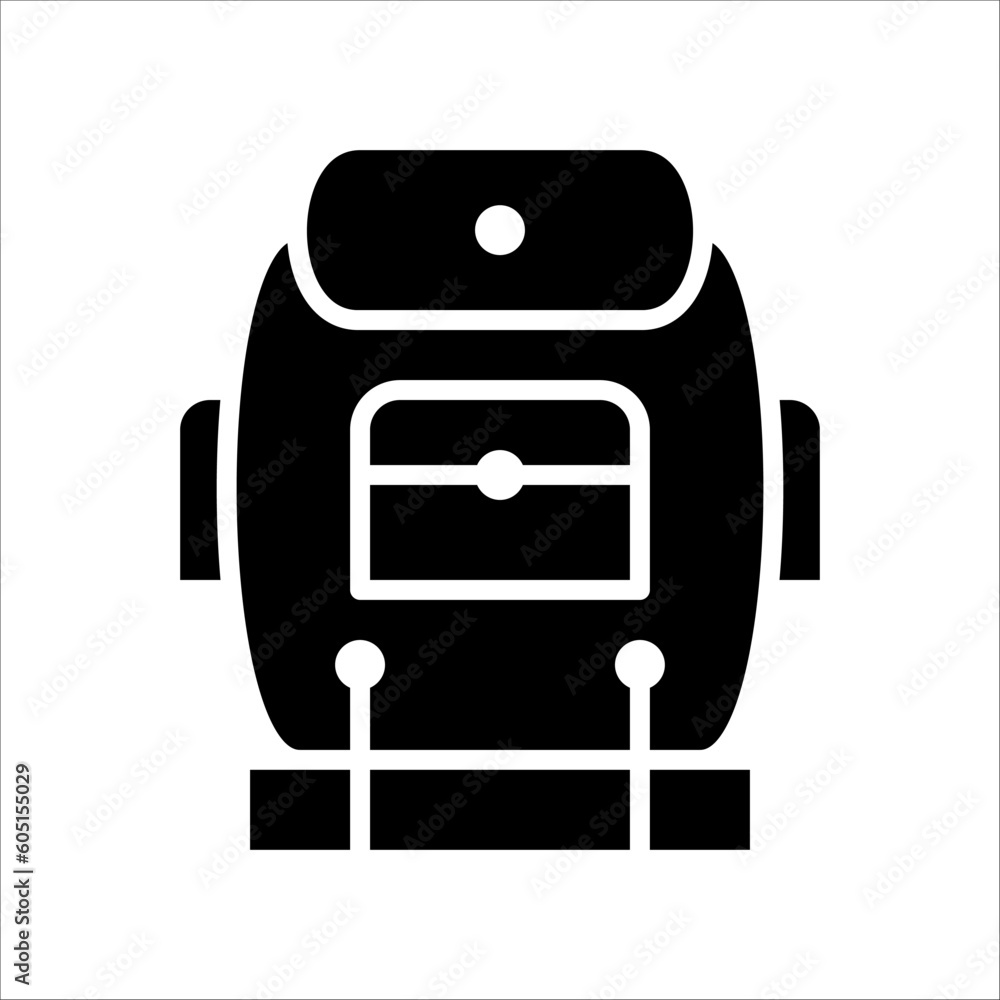 Poster solid vector icon for backpack which can be used various design projects.