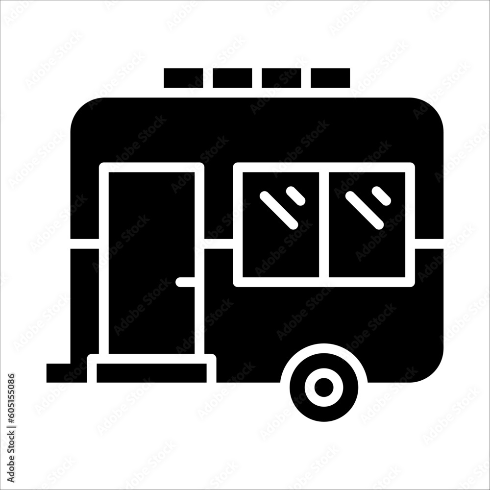 Poster solid vector icon for caravan which can be used various design projects.