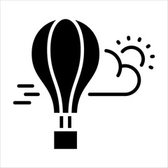 Solid vector icon for hot air balloon which can be used various design projects.