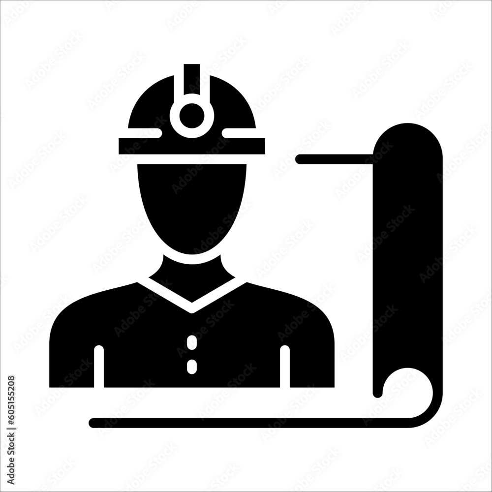 Poster solid vector icon for miner which can be used various design projects.