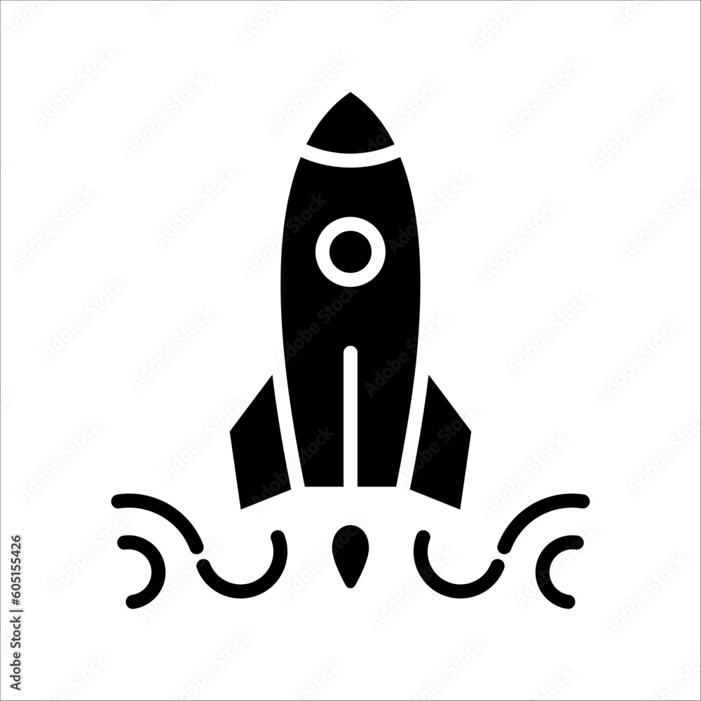 Aufkleber solid vector icon for rocket which can be used various design projects.