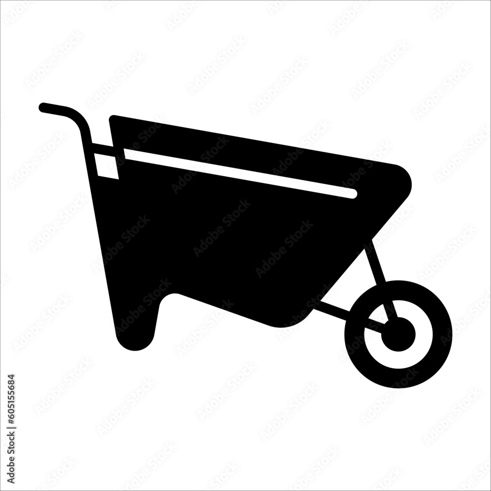 Poster solid vector icon for wheelbarrow which can be used various design projects.