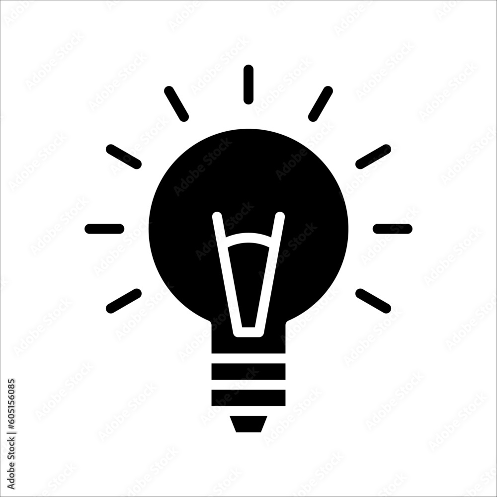 Poster solid vector icon for light bulb which can be used various design projects.