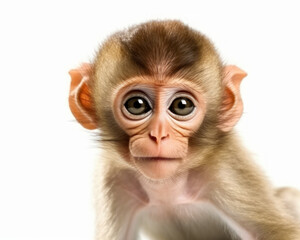 photo of monkey isolated on white background. Generative AI