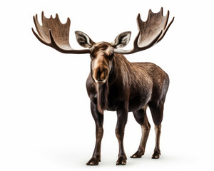 photo of moose isolated on white background. Generative AI