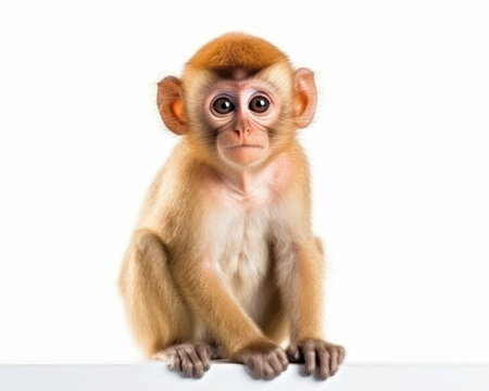 photo of monkey isolated on white background. Generative AI
