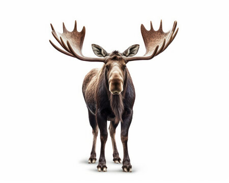 photo of moose isolated on white background. Generative AI