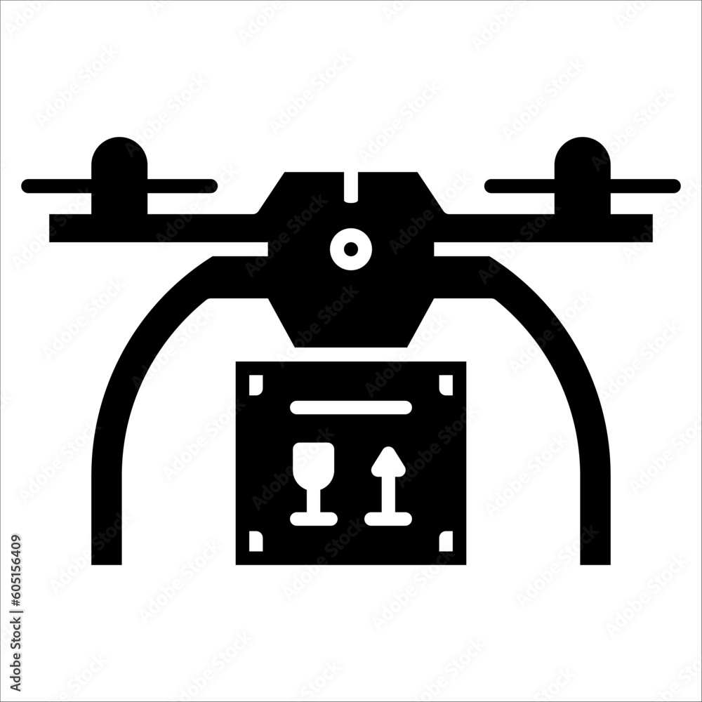 Poster solid vector icon for drone delivery which can be used various design projects.