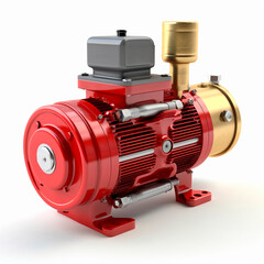 red engine isolated on white background created with Generative Ai technology