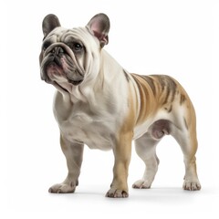 Obraz premium dog, bulldog, french bulldog, french, pet, animal, puppy, white, isolated, cute, portrait, breed, canine, white background, studio, isolated on white, purebred, adorable, funny, brown, black, domestic