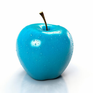 blue apple isolated on white background created with Generative Ai technology