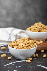 Dried mulberry. Sun-dried dried mulberry in ceramic bowl. superfood Vegetarian food concept. healthy snacks. Close up