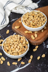 Dried mulberry. Sun-dried dried mulberry in ceramic bowl. superfood Vegetarian food concept. healthy snacks.