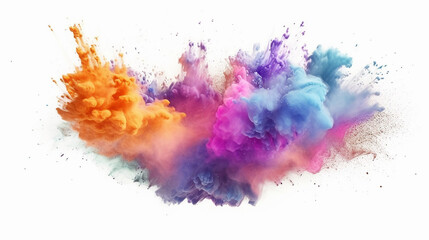 colored powder explosion on a white background.  - obrazy, fototapety, plakaty