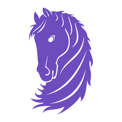 Horse head vector with purple color