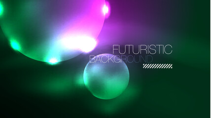 Neon glowing circles, magic energy space light concept, abstract background wallpaper design