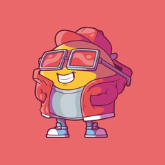 An Emoji character looking cool in vector illustration. Communication, chat, style design concept.