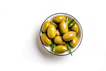 Green olives in bowl