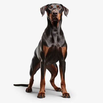 dog, animal, pet, Doberman, rottweiler, puppy, black, canine, isolated, cute, brown, breed, doberman, dachshund, sitting, mammal, white, domestic, purebred, pedigree, studio, white background, pets, p