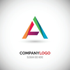 abstract background with triangles A letter logo