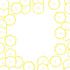 Hand drawn watercolor banana frame isolated on white background. Can be used for cards, invitation, label.