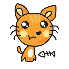Cutycat23 cartoon kitten orange cat very naughty and mackerel fishbone lovely friend
