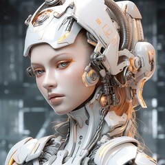 Frau Humanoid Roboter, futuristische Technologie, Technik, k&uuml;nstliche Intelligenz, KI, AI, Mensch-Maschine, Cyborg