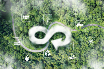 Circular economy icon. The concept of eternity, endless and unlimited. circular economy for future growth of nature and environment sustainable.	