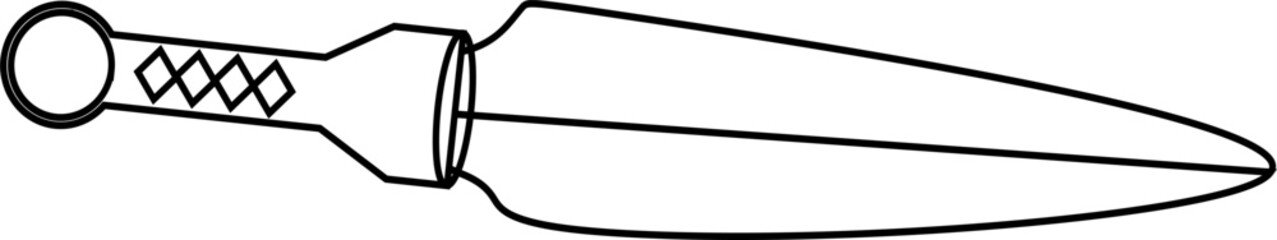 illustration and clip art of a sword isolated on white. an outline sketch of a sword