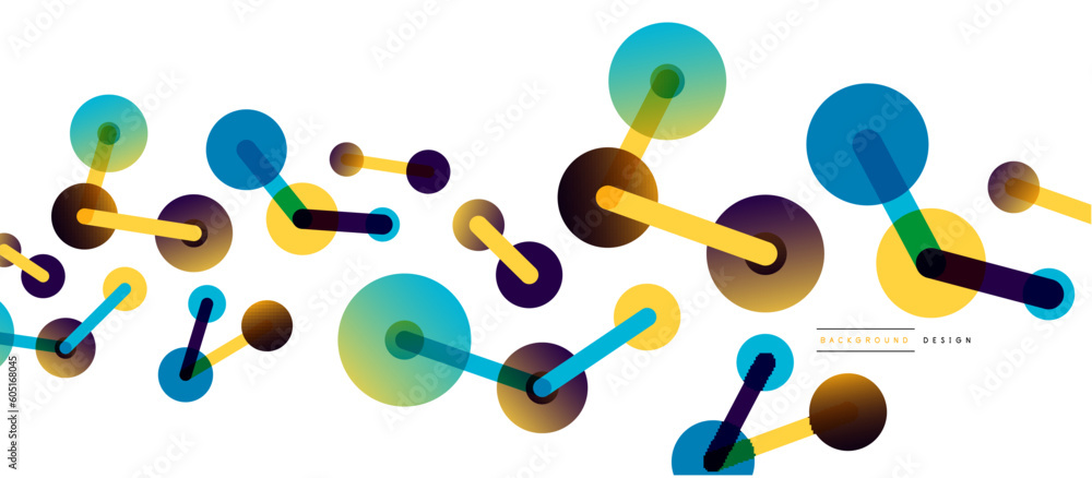 Poster Line points connections geometric abstract background. Circles connected by lines. Trendy techno business template for wallpaper, banner, background or landing