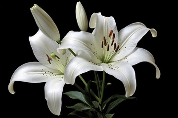 Elegant Solitude: The Fragrant 'Casa Blanca' Oriental Lily in Pure White Splendor - AI Generative