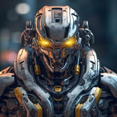 Fototapeta premium Die Zukunft der Technologie, Roboterrevolution, Roboter, Technologie, KI-Technologie, 3D Illustration, KI, AI, Künstliche Intelligenz, Humanoid