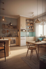 3D rendering Kitchen Concept interior design