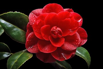 Elusive Beauty: The Rare Middlemist Red Camellia in Isolation - AI Generative